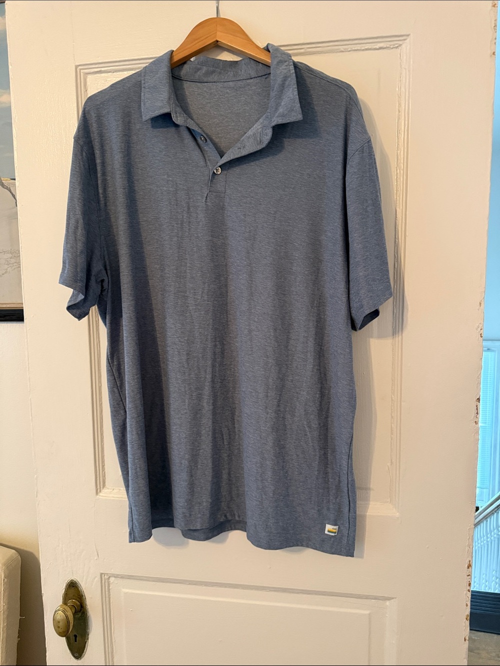 Vuori Men's Blue Heather Short-Sleeve Dream knit Polo Shirt xxl